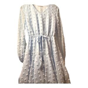 KIRUNDO Women's Small Dress Long Sleeve V Neck Flowy Casual Dot‎ Loose Babydoll